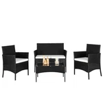 2PCS Arm Chair 1PC Love Seat & Tempered Glass Coffee Table Rattan Sofa Set Black. Fixed Price $221.26.