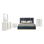 Coaster Ines 5-PIECE Wood & Fabric Queen Bedroom Set Navy Blue/white. Fixed Price $1722.03.