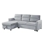 Lilola Home Ivy Velvet Reversible Sleeper Sectional With Storage In Light Gray. Fixed Price $451.56.