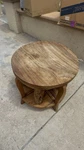 Round Wood Coffee Table With Carved Elephant Figures Accent Furniture. Fixed Price $150.00.