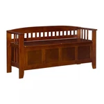 Linon Home Decor Storage Bench Walnut Wood Split Seat Flip-top Lid Safety Hinges. Fixed Price $247.17.