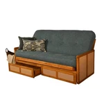 Pemberly Row Full-size Wood Futon Set With Storage And Aqua Mattress. Fixed Price $928.60.