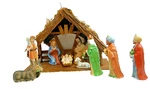 Homco 9 Piece Full Nativity Set & Roman Fontanini Wooden Stable Vintage XM1330. Fixed Price $99.99.