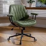 Vintage Swivel Office Desk Chair Faux Leather Mid Century Adjustable Height Arms. Fixed Price $158.99.