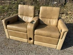 Villa 64" Reclining Chaise Theatre Seating Sofa Tan Brown Couch Rv. Fixed Price $1000.00.