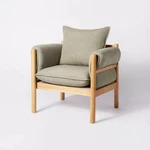 Arbon Wood Dowel Accent Chair With Cushion Arms Light Gray Linen - Threshold. Fixed Price $299.99.