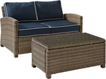 Bradenton 2-PIECE Wicker Patio Set With Navy Cushions & Coffee Table. Fixed Price $1291.99.