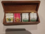 New Lipper International Acacia Wood Tea Box With Sections 12-1/2" 4-1/8". Fixed Price $14.99.