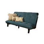Maklaine Wood Futon Java Brown Finish With Suede Blue Mattress. Fixed Price $482.14.