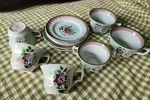 Vtg Set Of 14 Adams Calyx Ware "mandalay" 2767 Stamped Cups, Saucers Handpainted. Fixed Price $39.99.