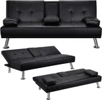 Yaheetech Futon Set Convertible Recliner Sleeper, Loveseat Reversible, Guest Bed. Fixed Price $212.50.