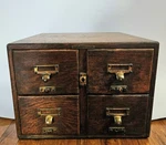 Antique 4 Drawer Library Bureau Sole Maker Tiger Oak Card Cabinet Victorian. Fixed Price $350.00.