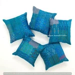 Set Of 5 Turquoise Silk Patola Patchwork Cushion Cover Home Decor Pillow Cases. Fixed Price $32.39.