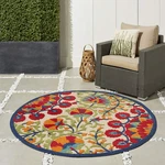 Nourison Home Aloha Red Multicolor 4 X Round Area Rug - Easy Clean Non Shedding. Fixed Price $88.68.