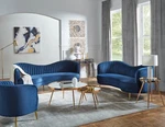 Coaster 506861-S2 Sophia 2PC Curved Sofa Set Couch Loveseat Gold Blue Velvet. Fixed Price $1599.99.