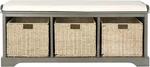Safavieh American Homes Collection Lonan Grey And White Wicker Storage Bench. Fixed Price $388.77.