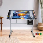 Rolling Drawing Drafting Table Tempered Glass Desktop Saving Space For Work. Fixed Price $98.58.