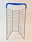 Atlantic Mini Tower 16 Dvd Storage Rack Holder Gray Wire Metal Vtg Blue Handle. Fixed Price $27.00.