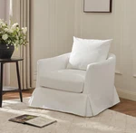 32" Wide Upholstered Down Fill Slipcovered Swivel Barrel Armchair (pearl White). Fixed Price $359.00.