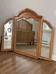 Wood Bedroom Furniture 5PC Triple Mirror Dresser Headboard Footboard Pick Up. Fixed Price $250.00.