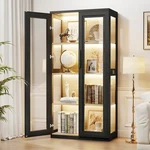 Farmhouse 2-DOOR Curio Case, Wood Finish Display Cabinet With 3-COLOR Led Light. Fixed Price $175.99.