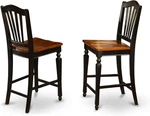 Chelsea Counter Height Barstools Set Of 2 - Black & Cherry Slat Back Chairs. Fixed Price $269.99.