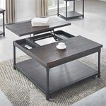 Steve Silver Prescott Smokey Oak And Black Metal Lift-top Square Cocktail Table. Fixed Price $315.54.