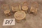 D17 Vintage Miniature Dollhouse Furniture Wicker Looking Table & Chairs Set. Fixed Price $14.99.