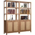 5 Tier Bookshelf Set Of 2, Modern Farmhouse Accent Bookcase With Doors. Fixed Price $395.99.