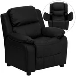 New Flash Furniture Contemporary Kids Recliner With Storage Arms, Black. Fixed Price $159.99.
