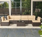 Aecojoy 7 Piece Outdoor Patio Furniture Set W/ Table - Brown For Garden,backyard. Fixed Price $361.00.