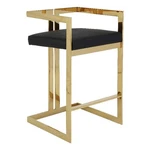 Benjara Suki 30" Barstool Chair- Black Faux Leather Seat- Gold Cantilever Base. Fixed Price $511.39.