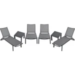 Global Industrial Outdoor Set 2 Aluminum Slatted Side 4 Chaise. Fixed Price $1742.98.
