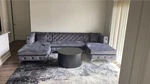 Meridian Gail Velvet Sectional In Dark Gray. Fixed Price $550.00.
