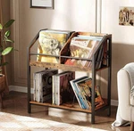 2-TIER Vinyl Record Storage Rack, 250 Lp Display, Wood Wire Dividers Rb/bk. Fixed Price $55.99.