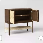 Withania 2 Door Cabinet, Threshold, Vintage Woven Accent, Wood Composite. Fixed Price $200.00.