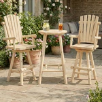 Homediary 3 Piece Outdoor Wooden Bar Set, High Top Table And 2 Swivel Stools. Fixed Price $349.99.