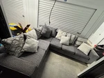 Sofamania EXP122-FB-GR Living Room Linen Sectional Couch Grey. Fixed Price $160.00.
