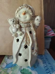 Tii Collections Ceramic Tealight Holder Snowman Holding Bear Gold Glossy 12". Fixed Price $25.00.
