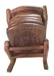 Vintage Hand Carved Wooden Rocking Chair W/6 Coaster Set Grannys Country Cottage. Fixed Price $22.00.
