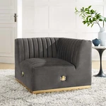 Modway Conjure Channel Tufted Performance Velvet Left Corner Chair In Gold Gray. Fixed Price $496.80.