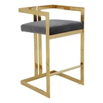 Benjara Zie 30" Barstool Chair- Gray Velvet Padded Seat- Gold Steel Finish. Fixed Price $488.92.