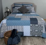 Ameridown Denim Patch Quilt Size Twin With Sham. Fixed Price $206.99.