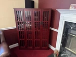 Leslie Dame 4 Glass Door Multi-media Storage Cabinet. Fixed Price $175.00.