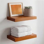Floating Shelf 12 Inch Honey Oak Solid Wood Wall Mounted Set Of X 6.5. Fixed Price $51.09.