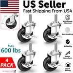 4X 3 Inch Rubber Casters Heavy Duty Safety Brake Wheels For Wire Shelving Rack. Fixed Price $17.89.