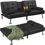 Flamaker Futon Sofa Bed Folding Convertible With 2 Cup Holders Black. Fixed Price $137.74.