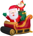Gemmy Christmas Airblown Inflatable Santa And Elf Sleigh, 3.5 Ft. Fixed Price $62.99.