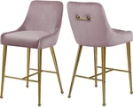 Contemporary Velvet Pink Counter Stool With Gold Legs - Meridian Furniture. Fixed Price $249.97.