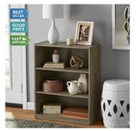 3-SHELF Bookcase Adjustable Shelves Rustic Oak Storage Organizer. Fixed Price $37.99.